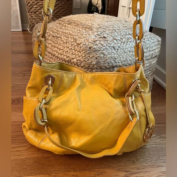 Michael Kors Genuine Leather Hobo Bag - crossbody/shoulder - in Mustard Yellow - Picture 1 of 8